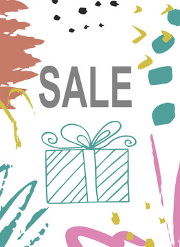 Creative sale holiday website banner template. Christmas and New Year hand drawn illustrations for social media banners, posters, email and newsletter designs, ads, promotional material.