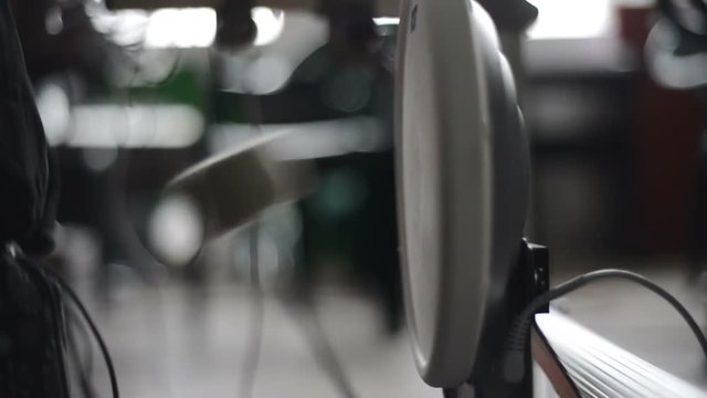 Electronic bass drum hit slow motion