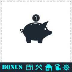 Moneybox icon flat