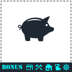 Pig icon flat