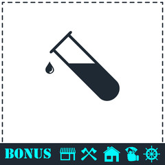 Test tube icon flat
