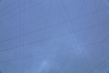 Obraz premium The wires on the cloudy sky background