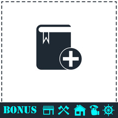 Fototapeta premium Book add icon flat