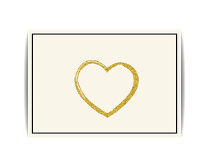 Valentine template with gold glitter heart and place for text
