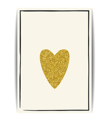 Valentine template with gold glitter heart and place for text