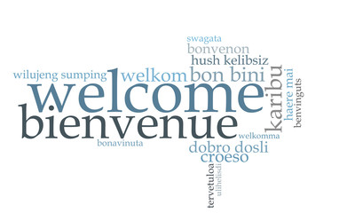 Welcome in different languages word cloud