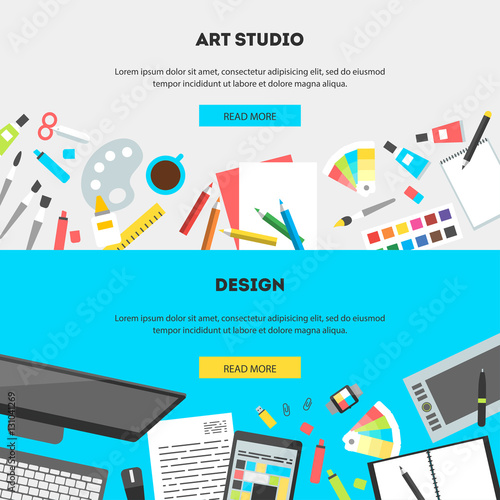 ... studio. The office of a creative worker. Flat style and color for web