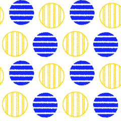 Blue yellow pattern of striped circles