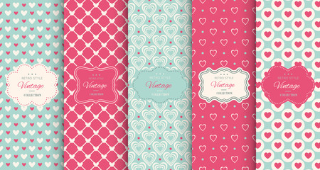Pink heart seamless pattern background - 131043010