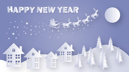 Obraz na płótnie Canvas Merry Christmas and Happy New Year. Santa Claus on the sky. Vect