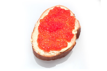 delicious appetizing sandwich with red caviar