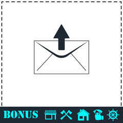 Mail arrow icon flat
