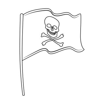 recommend clip art: Pirate flag icon in outline style isolated on white background. Pirates symbol stock vector illustration.