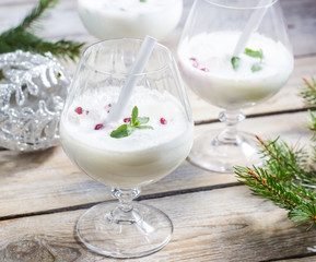 Coconut Mojito. Christmas background.