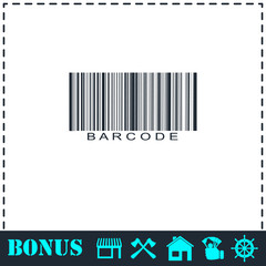 Bar code icon flat