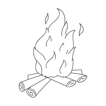 recommend clip art: Campfire of stone age icon in outline style isolated on white background. Stone age symbol stock vector illustration.