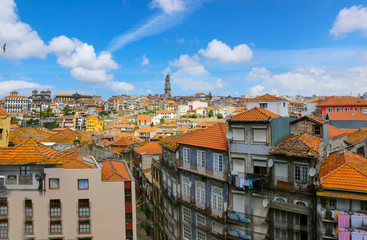 Fototapeta na wymiar Aerial view of the historic city center of porto in portugal