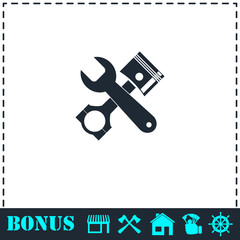 Car service icon flat