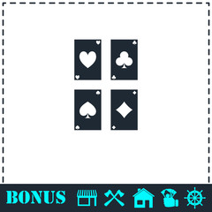 Game cards icon flat