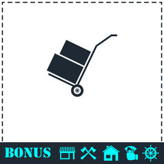 Handcart icon flat