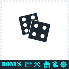 Dices icon flat