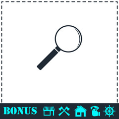 Magnifying glass icon flat