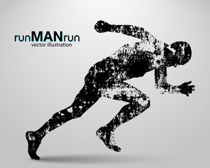 Silhouette of a running man.