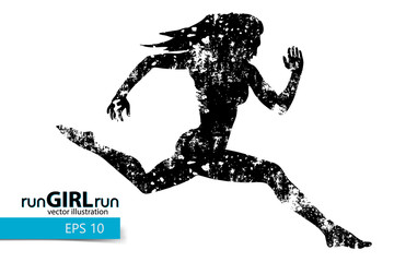 Silhouette of a running girl.
