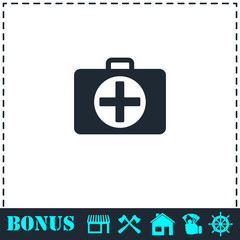 Fototapeta premium First aid kit icon flat