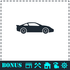Sport car icon flat