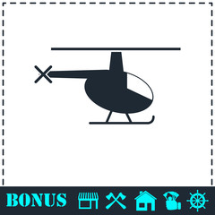 Helicopter icon flat