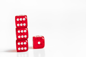 concept luck - dice in row on white background