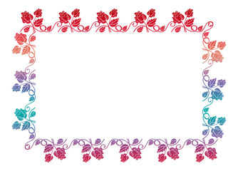 Beautiful frame with roses silhouettes.