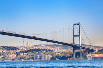 Otrakoy bridge connecting banks of Bosporus channel in Istanbul, Turkey.
