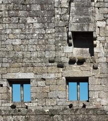 shattered wall inside the Guimaraes Castle, Portugal