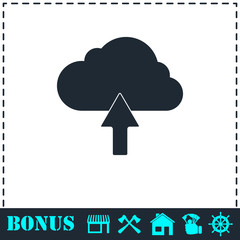 Upload cloud icon flat