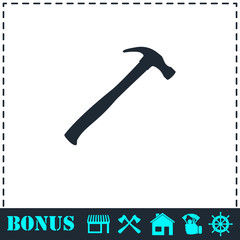 Claw hammer icon flat