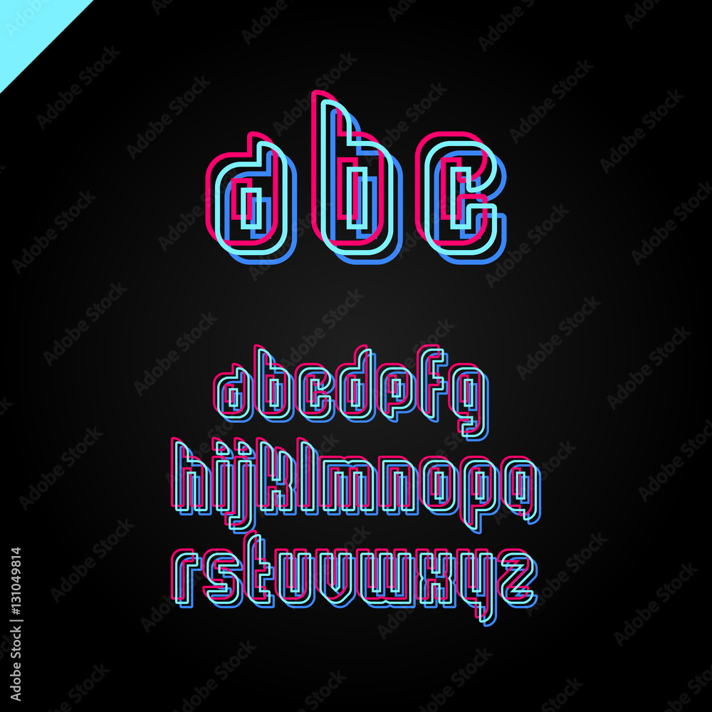 Poster vector square alphabet simple font and letter set