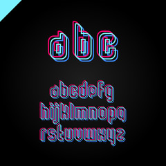 Vector square alphabet simple font and letter set