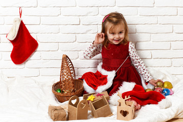 young cute blonde christmas girl