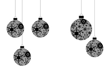 Christmas background with Christmas balls with snowflake ornament