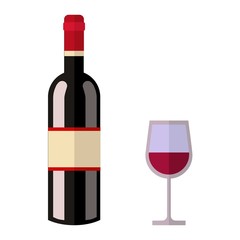 Alcohol drink wine bottle vector.