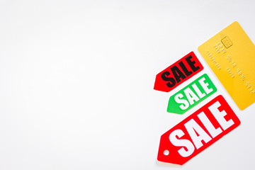 Christmas sales on white background top view