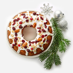 Christmas cake with fruits and nuts