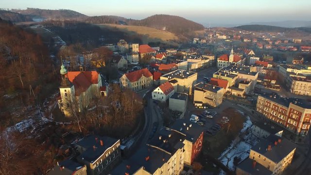 Boguszow Gorce rynek main square from above 4K UHD