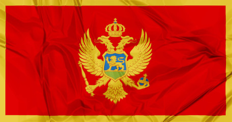 The national Montenegro waving flag in 3d background.