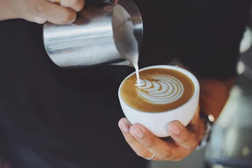 Wandcirkels plexiglas coffee latte in coffee shop cafe   © chayathon2000