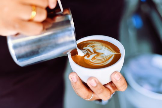 coffee latte in coffee shop cafe
