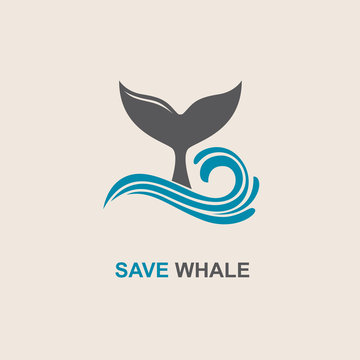 design with abstract symbol of whale and sea wave