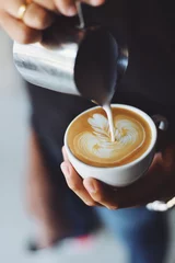 Foto op Plexiglas coffee latte in coffee shop cafe   © chayathon2000
